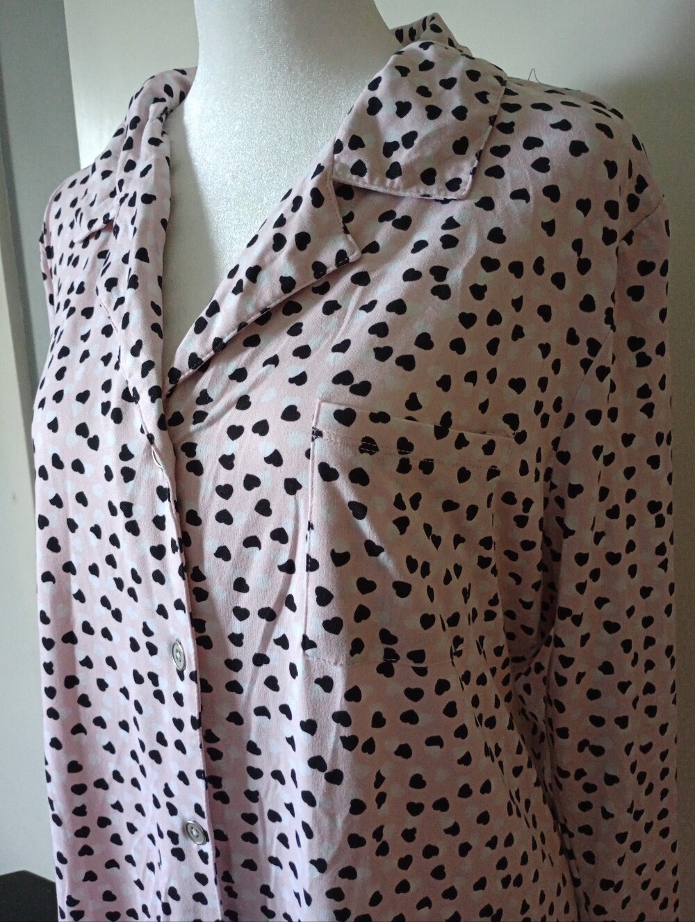 Echo Sleepwear Pink Heart-Print Button-Front Nightshirt Size XL - Picture 5 of 8